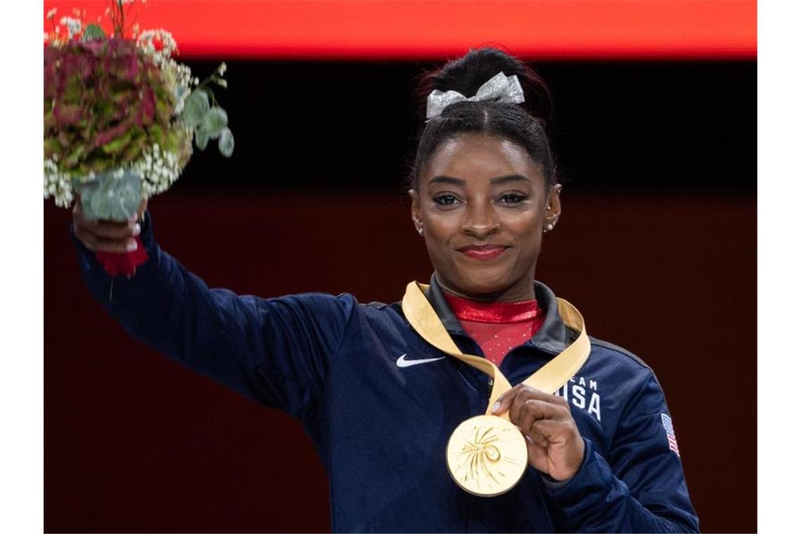 Überragende Turnerin der WM in Stuttgart: Simone Biles. Foto: Marijan Murat/dpa