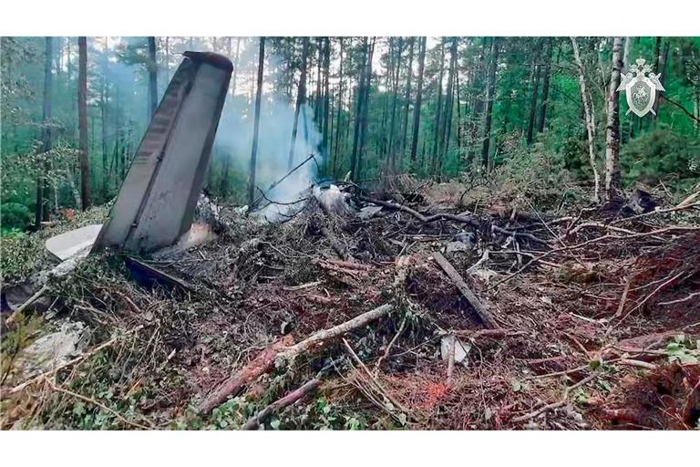 Überreste der abgestürzten An-24 mitten in der Taiga.