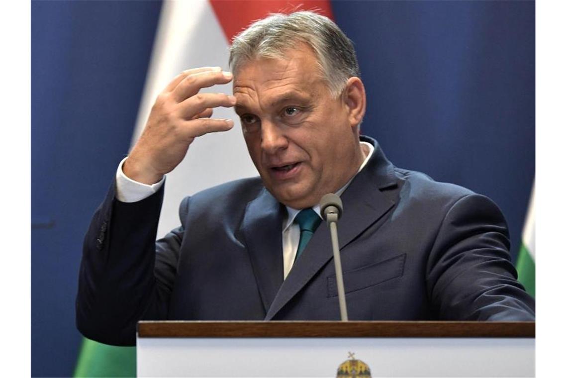 Ungarns Regierungschef Viktor Orban während einer Pressekonferenz in Budapest. Foto: -/Kremlin/dpa