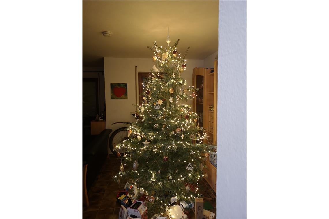 Unser schön geschmückter Weihnachtsbaum, dieses Jahr haben meine Jungs mitgeholf...
