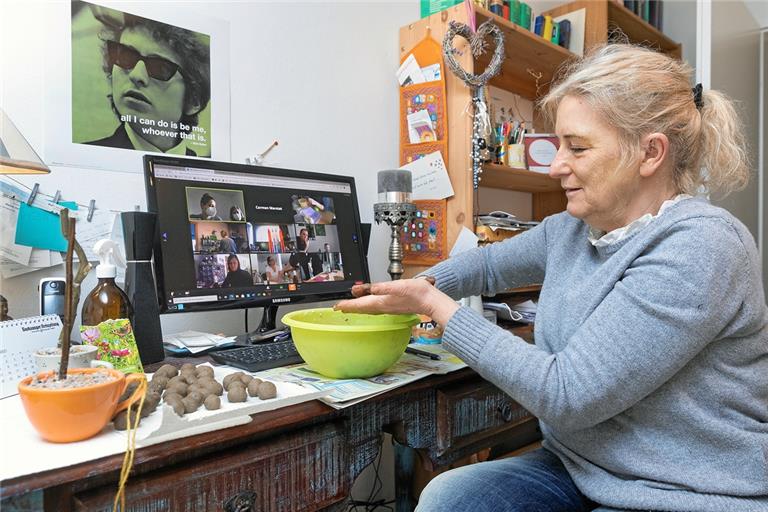 Unsere Autorin war ebenso wie die anderen Teilnehmer der Mitmachvideokonferenz zum Klimaschutz begeistert bei der Sache. Foto: J. Fiedler