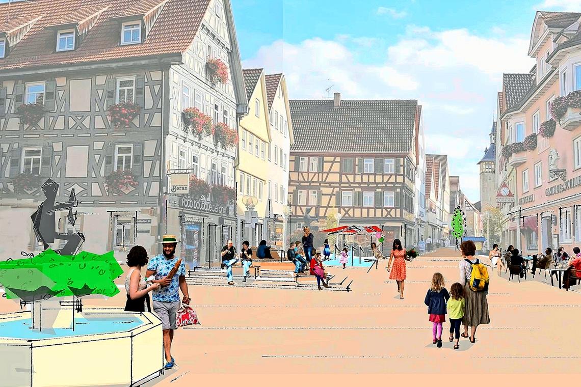 Mit den neuen Plänen den Nerv getroffen Unter anderem sind Brunen und eine Treppe in Marbach vorgesehen. Foto: Baldauf Architekten