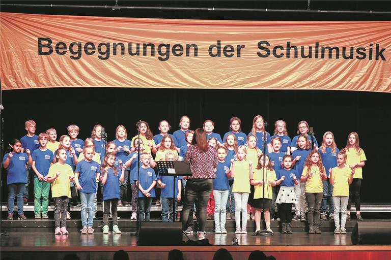Unter den auftretenden Chören ist auch der Chor der Backnanger Plaisirschule. Alle Schulmusik-Vertreter zeigten sich beim Konzert in Backnang von ihrer besten Seite. Foto: A. Becher