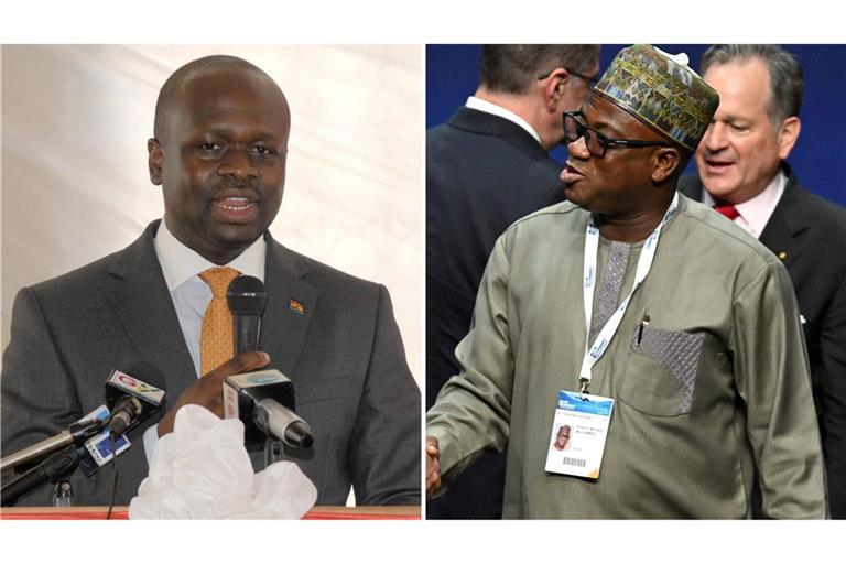 Unter den Opfern des Unglücks seien Verteidigungsminister Edward Omane Boamah (l.) und Umweltminister Ibrahim Murtala Muhammed (Archivfotos).