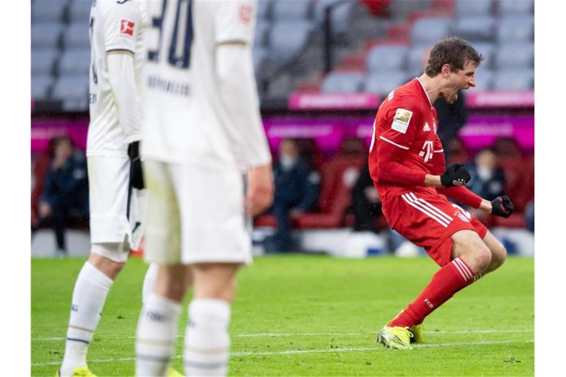Unterstrich auch gegen Hoffenheim seine bestechende Form: Bayern-Urgestein Thomas Müller. Foto: Sven Hoppe/dpa