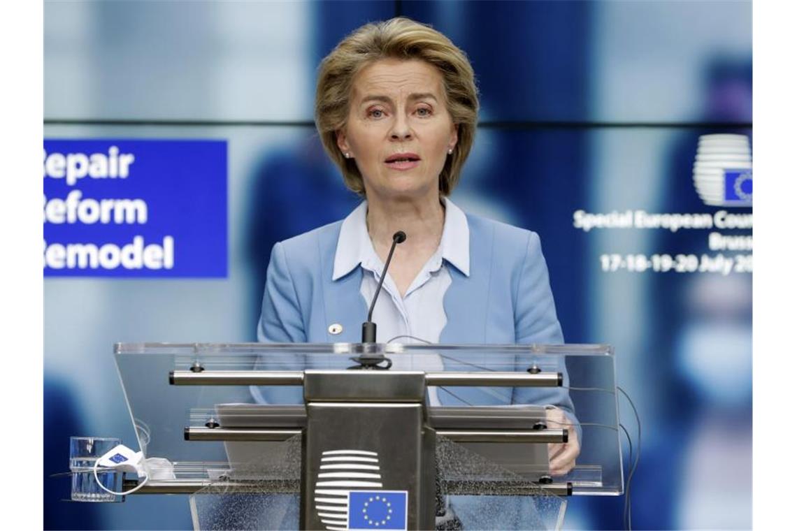 Europäische Corona-Aufbauhilfen auf der Zielgeraden Ursula von der Leyen, Präsidentin der Europäischen Kommission. Foto: Stephanie Lecocq/EPA Pool/AP/dpa