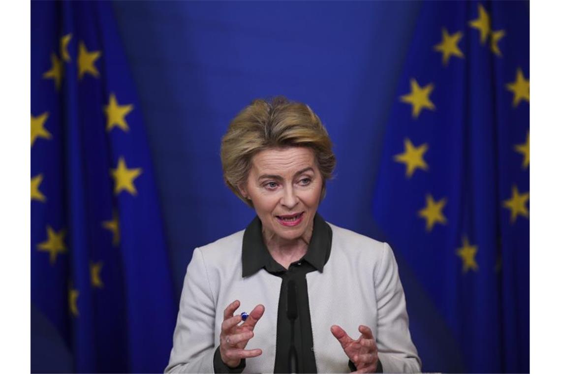 Europa soll grüner werden: Artenschutz und gute Lebensmittel Ursula von der Leyen, Präsidentin der Europäischen Kommission, spricht im Dezember 2019 bei einer Pressekonferenz über den „Green Deal“. Foto: Francisco Seco/AP/dpa