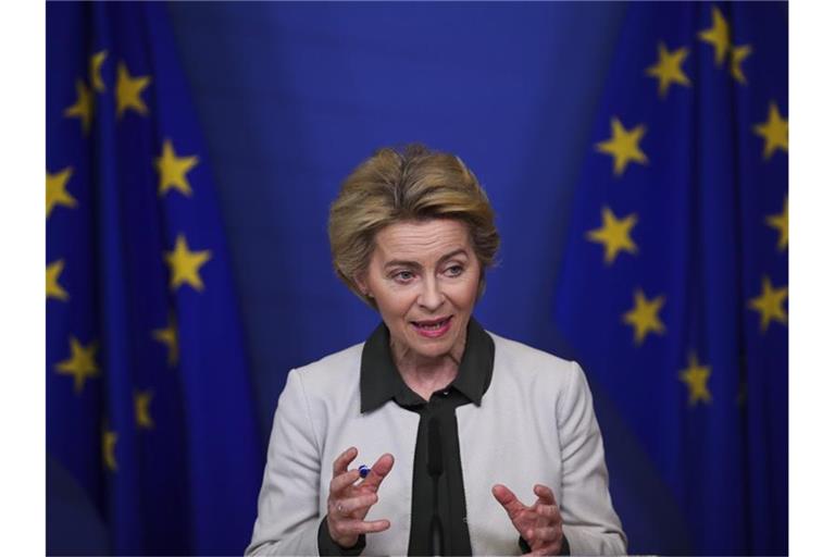 Ursula von der Leyen, Präsidentin der Europäischen Kommission, spricht im Dezember 2019 bei einer Pressekonferenz über den „Green Deal“. Foto: Francisco Seco/AP/dpa