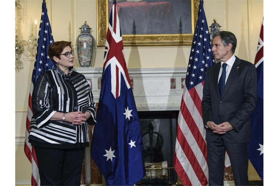 US-Außenminister Antony Blinken empfängt seine australische Amtskollegin Marise Payne in Washington. Foto: Nicholas Kamm/Pool AFP/AP/dpa