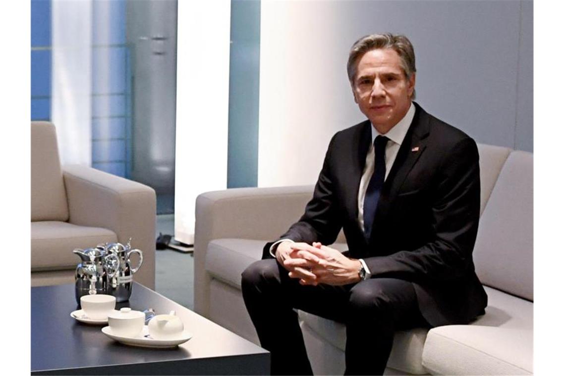 Ukraine bittet Deutschland um Hilfe US-Außenminister Antony Blinken im Kanzleramt in Berlin. Foto: Annegret Hilse/Reuters/Pool/dpa