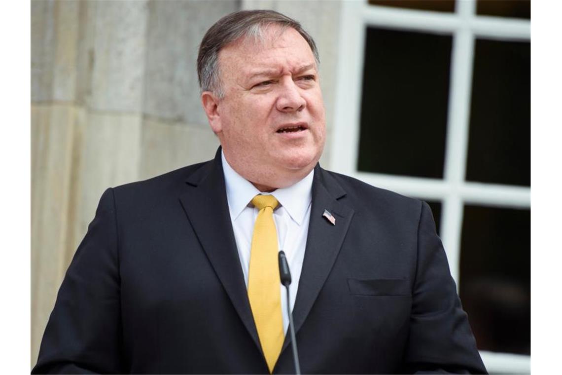 Pompeo: Zu Gesprächen mit Iran ohne Vorbedingungen bereit US-Außenminister Mike Pompeo am Freitag nach einem Treffen mit Außenminister Heiko Maas. Foto: Gregor Fischer
