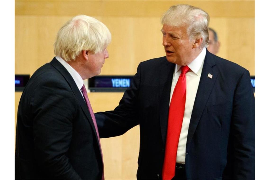 US-Präsident Donald Trump im Herbst 2017 im Gespräch mit Boris Johnson. Foto: Evan Vucci/AP