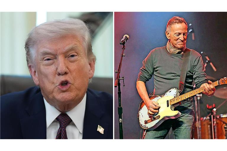 US-Präsident Donald Trump (l.) hat zu einem Boykott der Konzerte von Rockstar Bruce Springsteen aufgerufen.