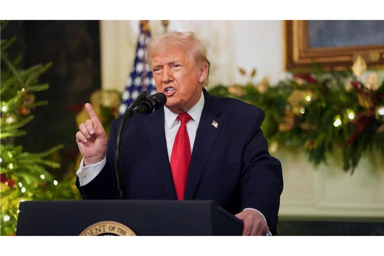 US-Präsident Donald Trump spricht während einer Ansprache an die Nation.