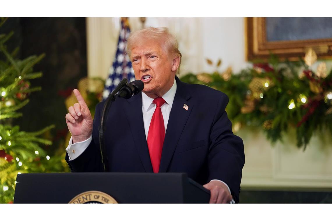 US-Präsident Donald Trump spricht während einer Ansprache an die Nation.