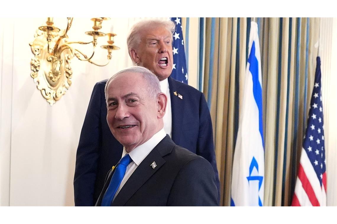 US-Präsident Donald Trump und der israelische Ministerpräsident Benjamin Netanjahu nehmen an einer Pressekonferenz im Weißen Haus teil.