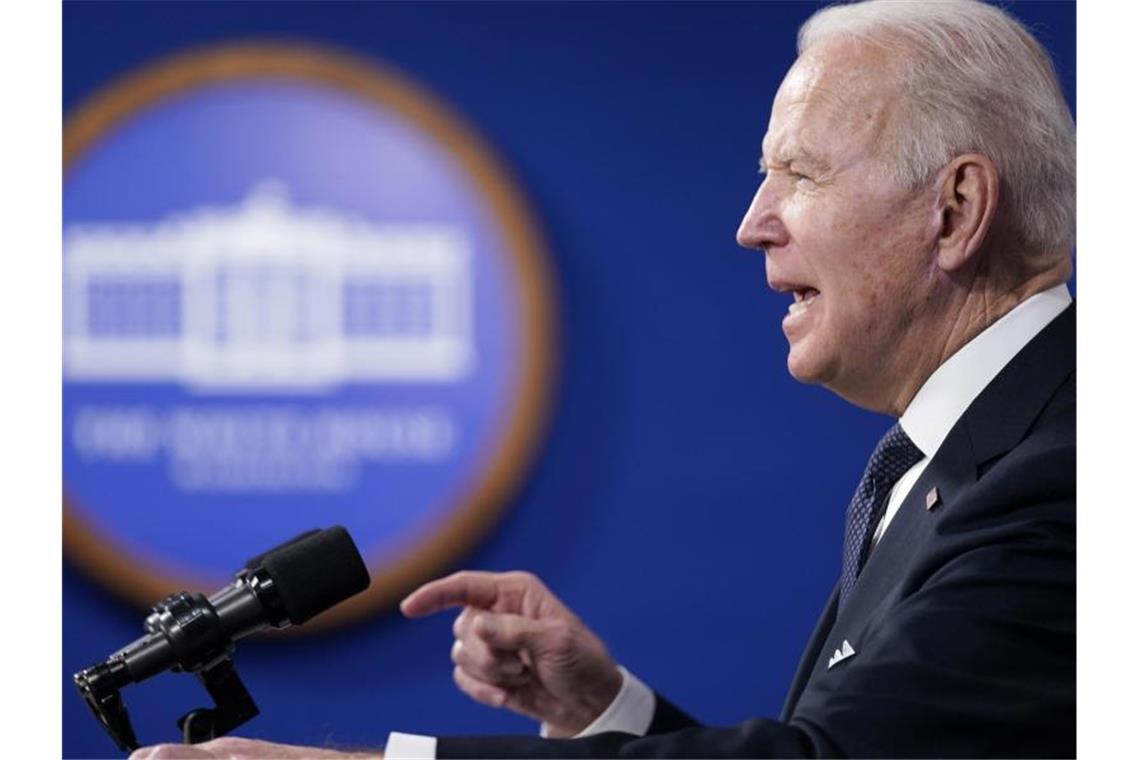 Ukraine bittet Deutschland um Hilfe US-Präsident Joe Biden während einer Pressekonferenz. Foto: Andrew Harnik/AP/dpa/Archiv