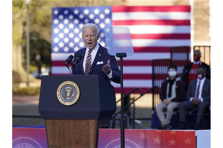 US-Präsident Joe Biden wirbt im Bundesstaat Georgia für eine Reform der Wahlrechts. Foto: Patrick Semansky/AP/dpa