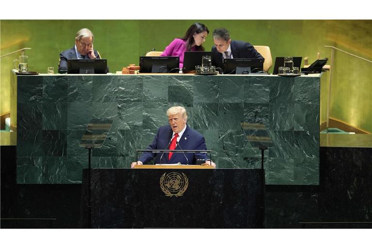 US-Präsident Trump feiert sich in seiner Rede selbst als Friedensstifter.