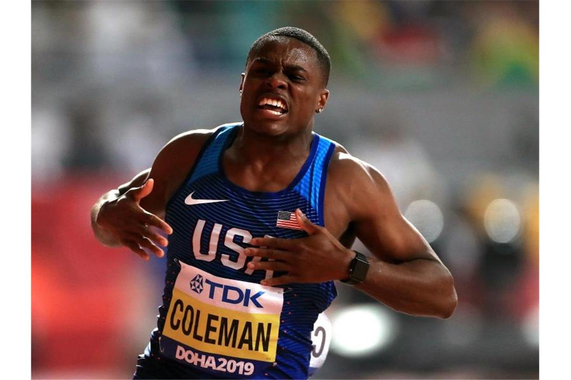 US-Sprinter Christian Coleman jubelt nach seinem Sieg. Foto: Mike Egerton/PA Wire