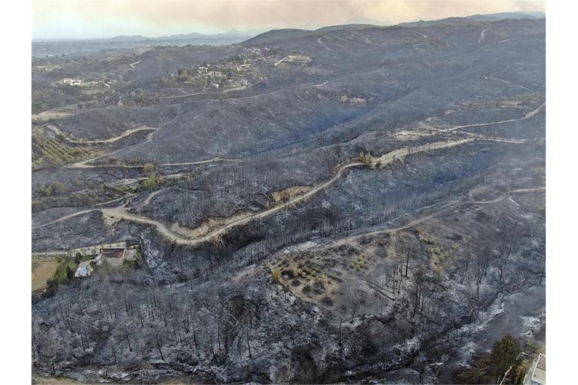 Mehrere Tote nach Bränden an türkischer Mittelmeerküste Verbranntes Gebiet nahe der Stadt Manavgat an der türkischen Mittelmeerküste. Foto: Suat Metin/IHA/AP/dpa