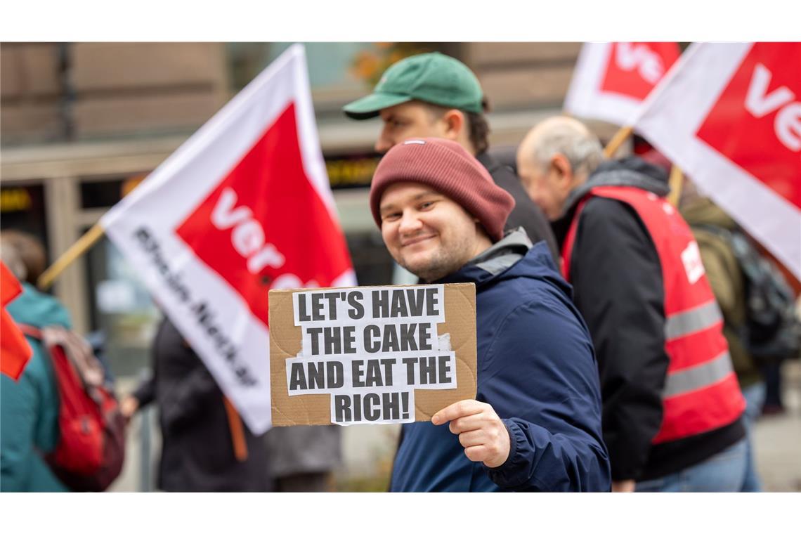 Verdi-Kundgebung mit frechen Tönen im November in Stuttgart.