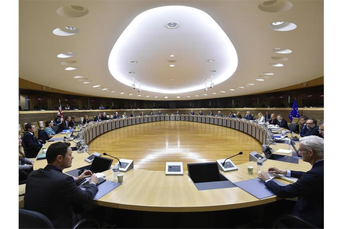 Verhandlungsrunde über die künftigen Handelsbeziehungen der EU und Großbritannien. Foto: John Thys/AFP Pool/AP/dpa