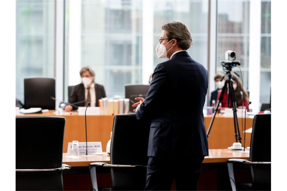 Verkehrsminister Andreas Scheuer steht als Zeuge vor dem Maut-Untersuchungsausschus des Bundestags. Foto: Kay Nietfeld/dpa