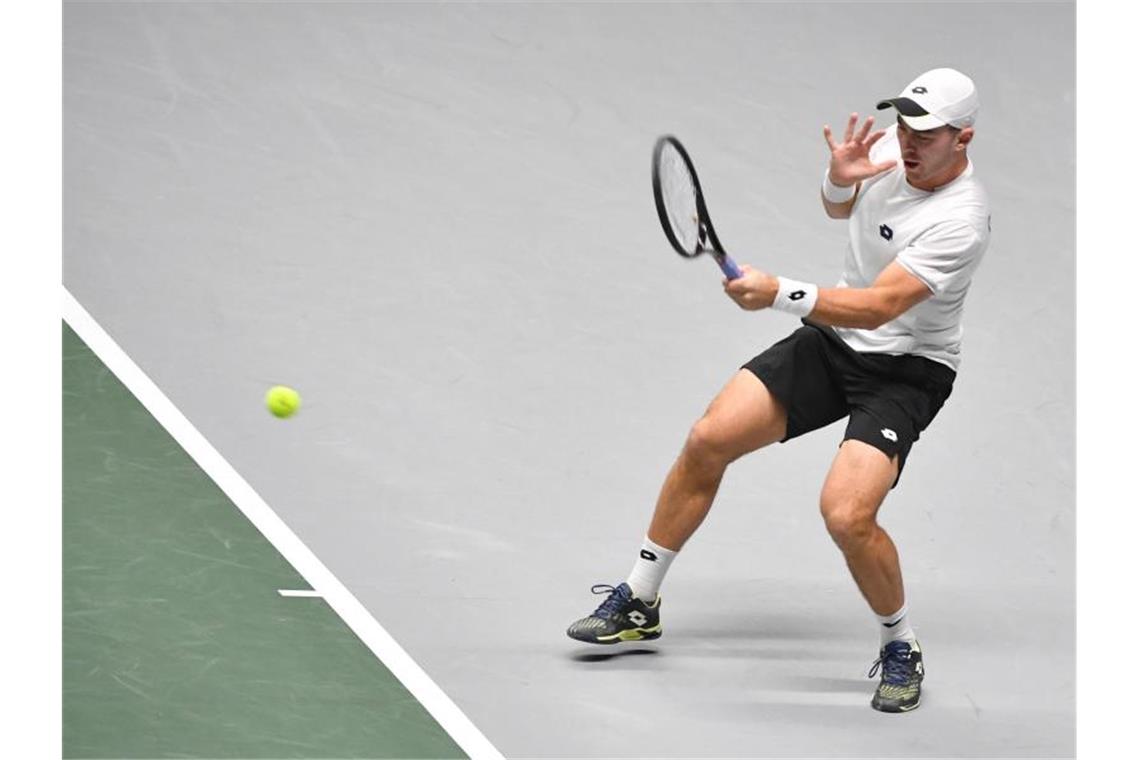 Chancenlos: Davis-Cup-Team scheidet gegen Russland aus Verlor sein Davis-Cup-Halbfinal-Spiel gegen Andrej Rubljow: Dominik Koepfer. Foto: Barbara Gindl/APA/dpa