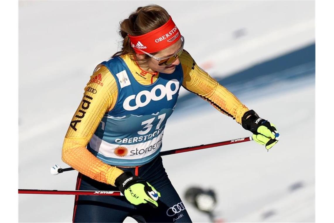 Springerinnen und Langläufer zum WM-Start weit weg Verpasste als letzte Deutsche die WM-Finnalläufte in Oberstdorf: Laura Gimmler. Foto: Daniel Karmann/dpa