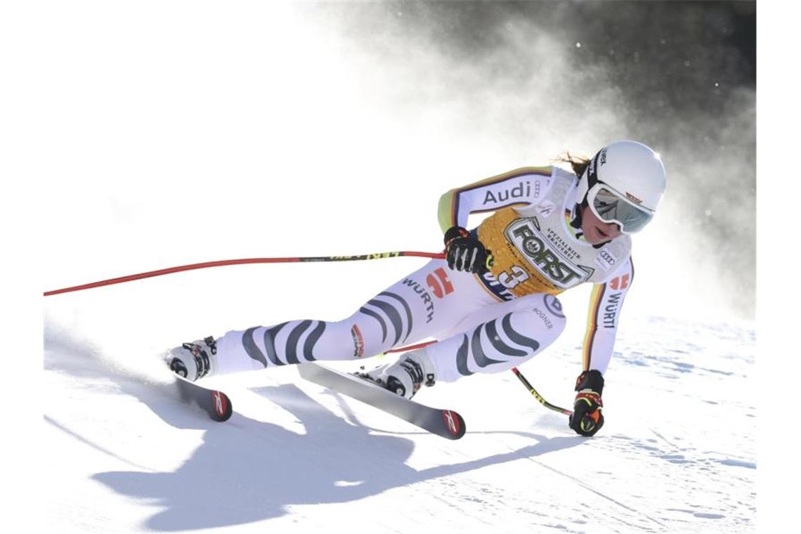 Verpasste in Val Di Fassa nur knapp das Podium: Kira Weidle. Foto: Alessandro Trovati/AP/dpa