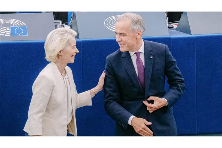 Verstehen sich gut: Bei ihrer jährlichen Grundsatzrede im EU-Parlament in Straßburg saß der kanadische Regierungschef Mark Carney im Publikum, im Oktober reist EU-Kommissionspräsidentin Ursula von der Leyen zum Kanada-EU-Gipfel nach Montreal.