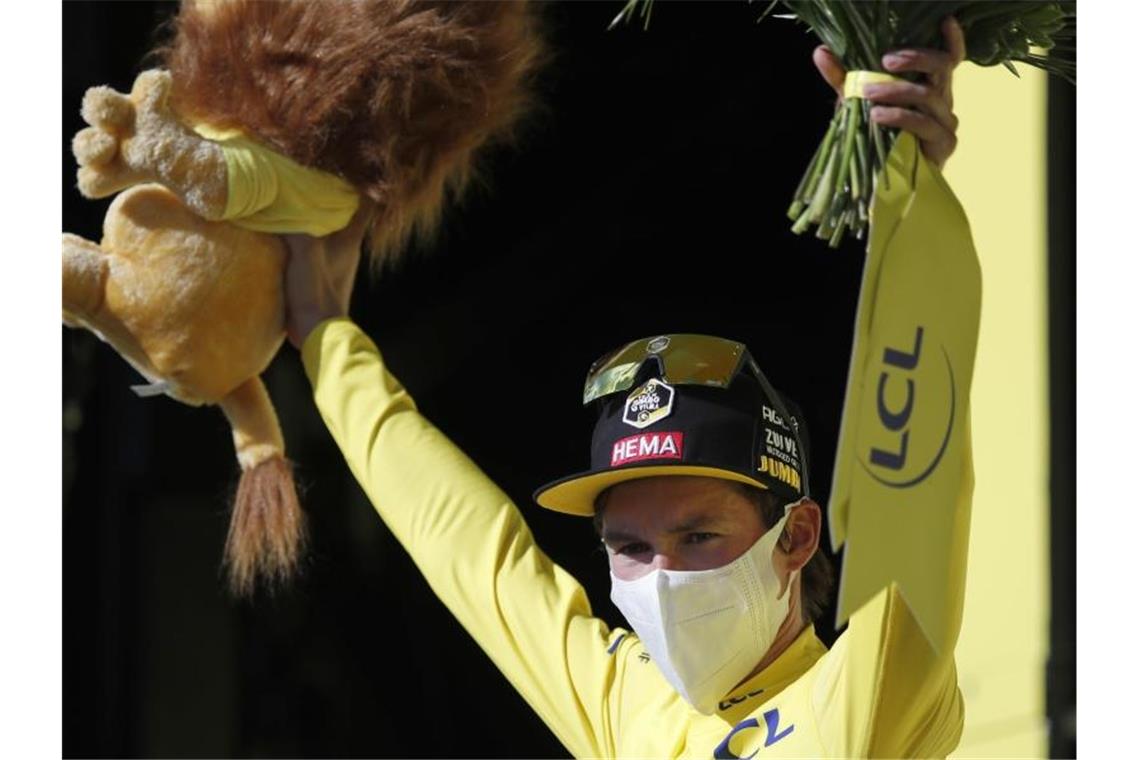 Kämna erneut glücklos - Däne Andersen gewinnt in Lyon Verteidigte erneut das Gelbe Trikot: Primoz Roglic. Foto: Stephane Mahe/Pool/AP/dpa