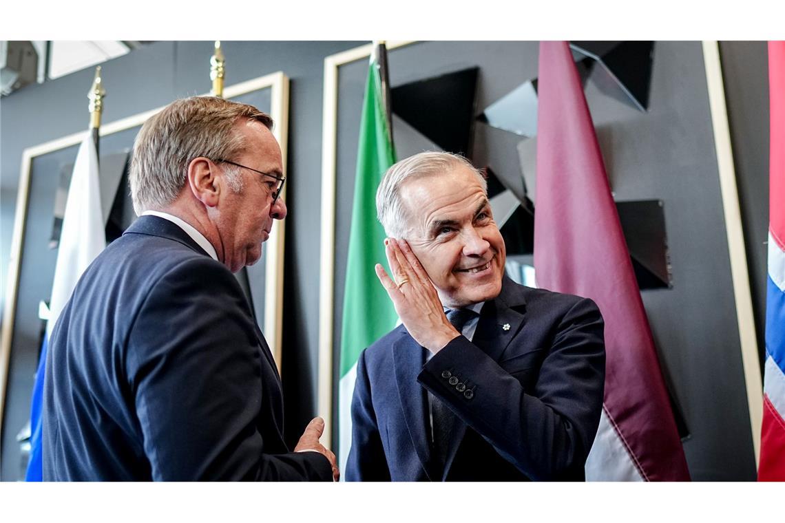 Verteidigungsminister Boris Pistorius und der kanadische Premierminister Mark Carney