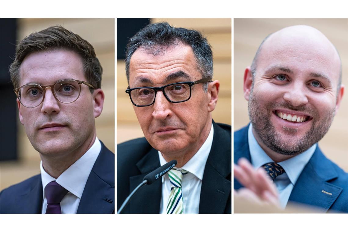 Vertreten drei Parteien mit unterschiedlichen Hochburgen: Manuel Hagel (CDU), Cem Özdemir (Grüne)  und Markus Frohnmaier (AfD)