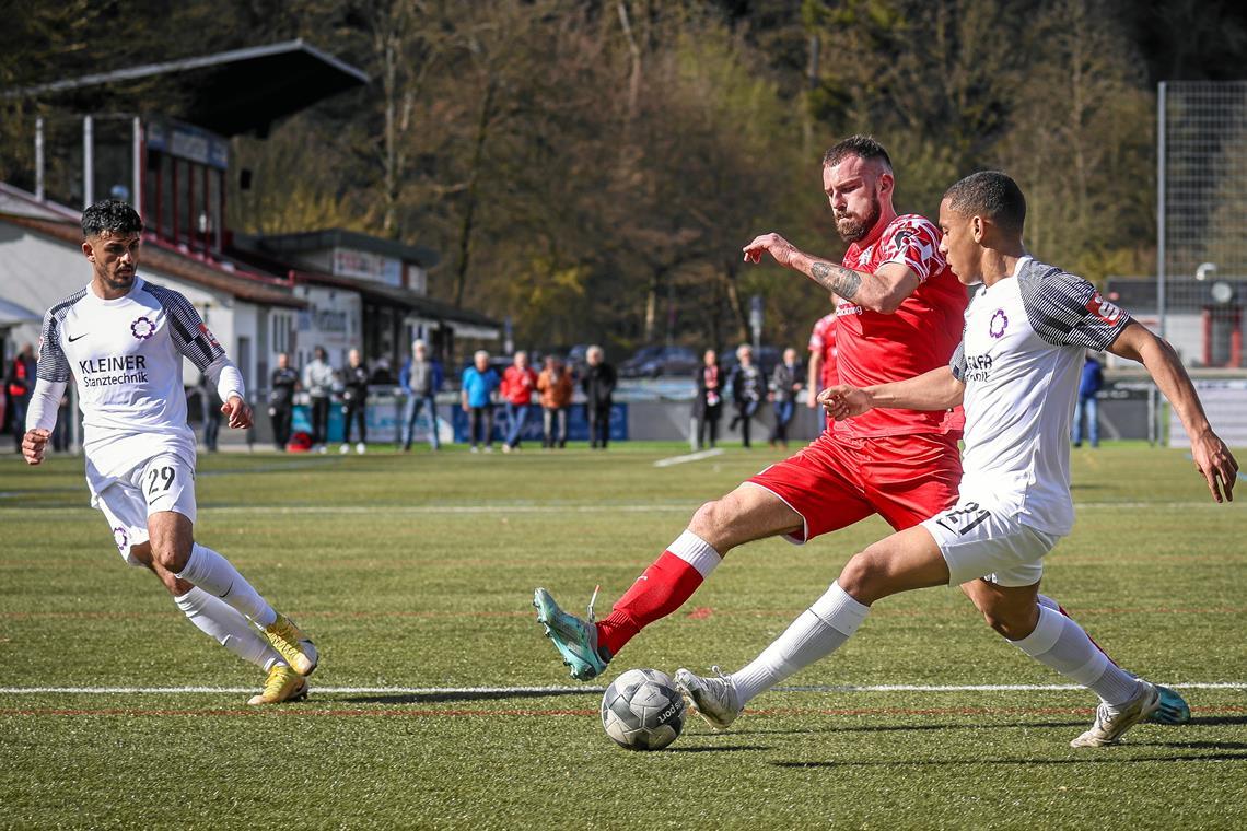 Mit gutem Gefühl ins Duell mit dem Ex-Klub Vier Spiele, zwei Tore: Winterzugang Gentian Lekaj hat im roten TSG-Trikot bereits erste Duftmarken gesetzt. Foto: Alexander Becher