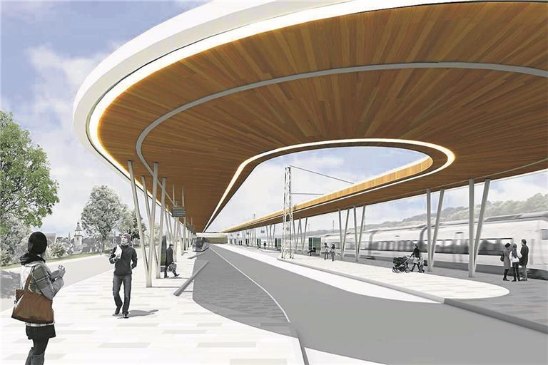 Vier von rund 30 geplanten Projekten: Ersatz für die Karl-Euerle-Halle, ein neuer Busbahnhof, der Ausbau des Kawag-Kreisels und die Sanierung des Stadtturms. Fotos: A. Becher, Büro TDB