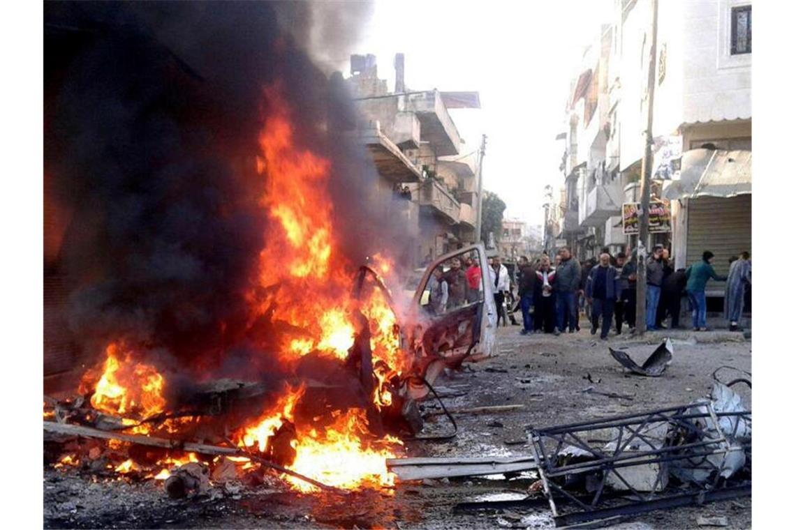 Autobombe explodiert in Assad-Hochburg Latakia Vierzehn Menschen wurden verletzt, eine Person starb. Foto: XinHua