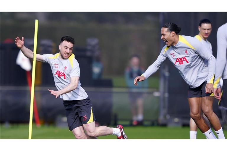 Virgil van Dijk (r.) wird seinen gestorbenen Teamkollegen Diego Jota (l) vermissen