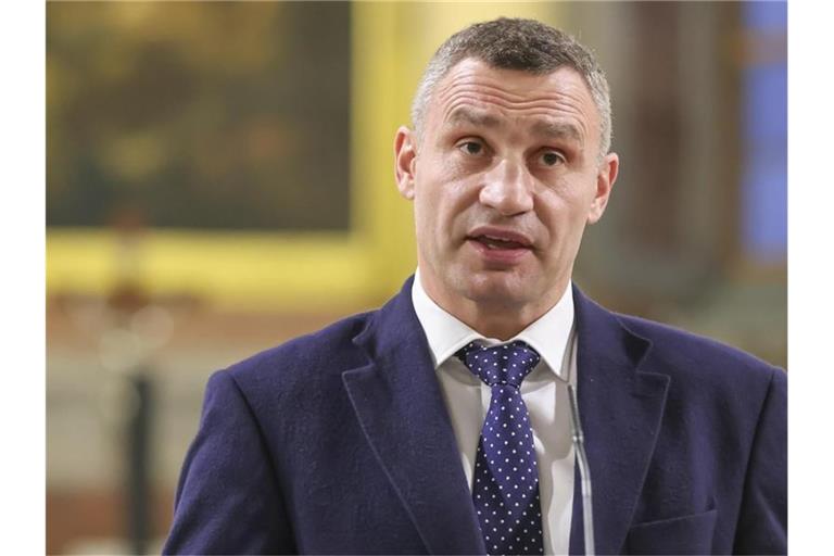 Vitali Klitschko bei einer Rede in der Leipziger Nikolaikirche. Angesichts der Sorgen vor einem russischen Angriff auf die Ukraine erwartet der Bürgermeister von Kiew Unterstützung von der Bundesregierung. Foto: Jan Woitas/dpa-Zentralbild/dpa