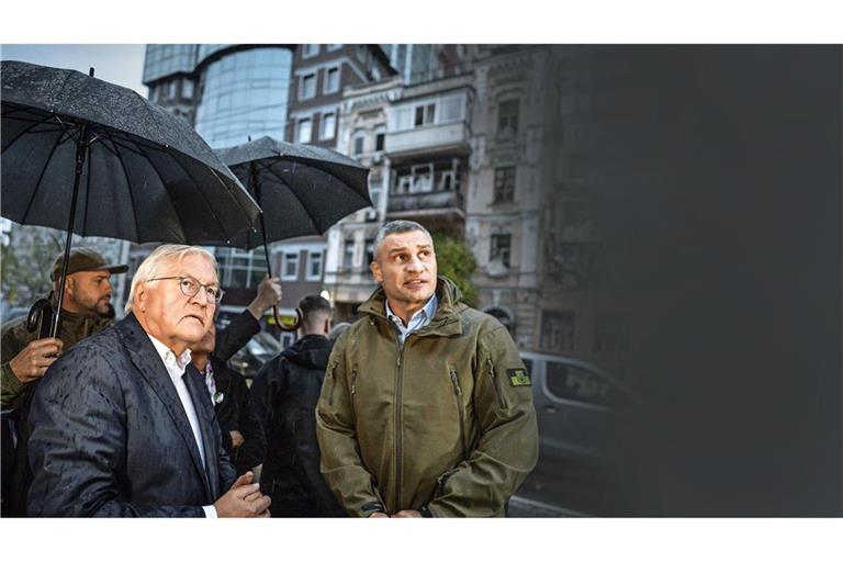 Vitali Klitschko und Bundespräsident Steinmeier 2022 in Kiew.