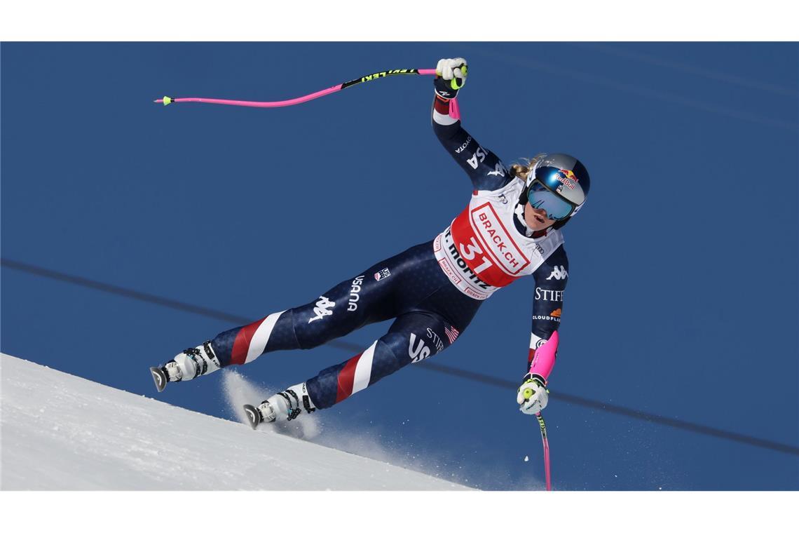 Comeback mit 40: Lindsey Vonn rast in Weltcup-Punkte Voll in Aktion: Lindsey Vonn.