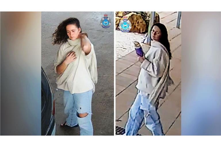 Von der Polizei zur Verfügung gestellte Überwachungskamera- Fotos von  zeigen die vermisste Carolina.
