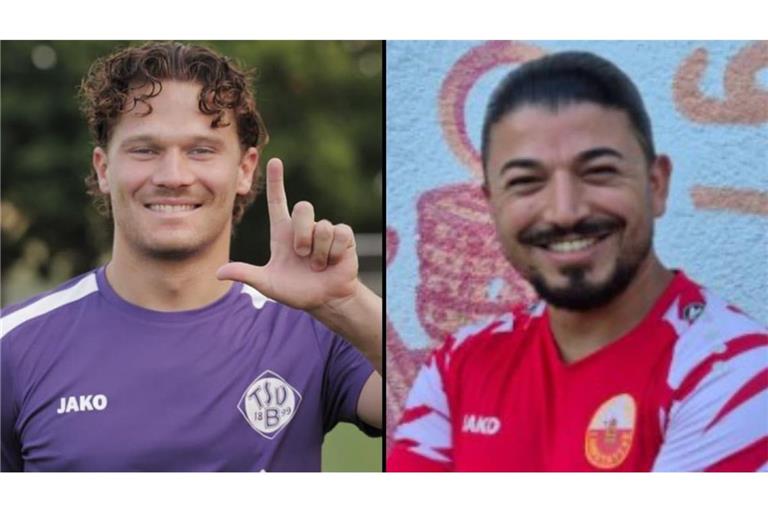 Von links: Fabian Leidenbach (TSV Bernhausen) und Talha Kavak (Spvgg Cannstatt).