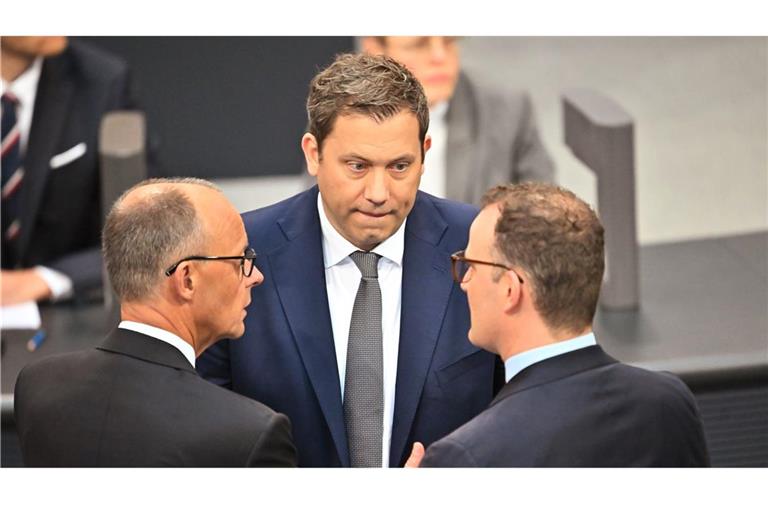Von links: Friedrich Merz, Lars Klingbeil und Jens Spahn