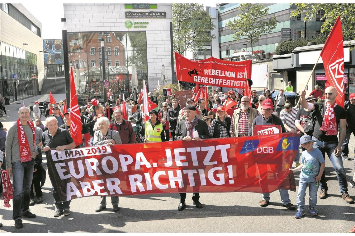 Vor der Kundgebung gab es einen Demonstrationszug, der vom Stihl-Werk 6 bis in die Waiblinger Innenstadt gezogen war. Foto: G. Schneider