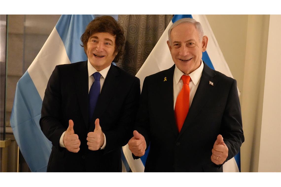 Netanjahu verteidigt Krieg und verurteilt Kritiker Vor seiner Rede im UN-Plenum trifft Israels Regierungschef Netanjahu mit dem argentinischen Präsidenten Milei einen engen Verbündeten.