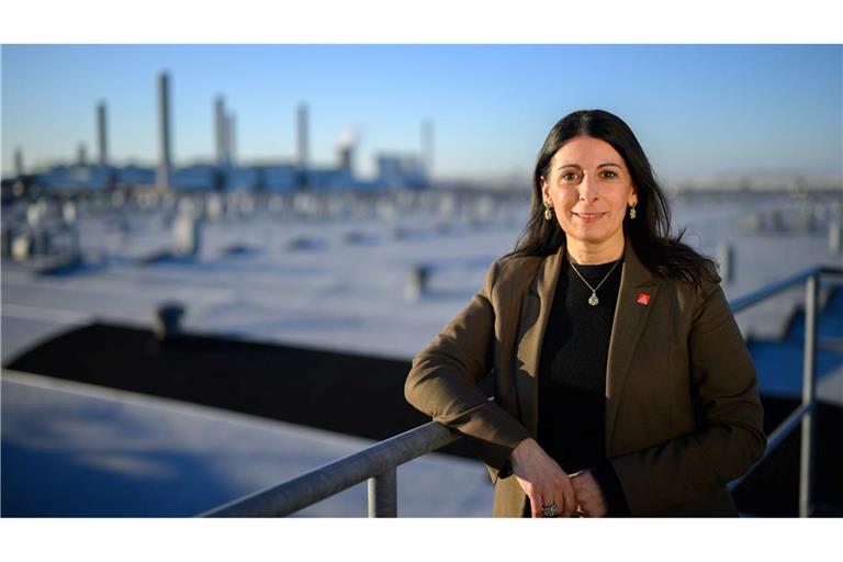 VW-Betriebsratschefin vor der Skyline des Wolfsburger VW-Werks. Von hier sollen künftig wieder mehr zentrale Ansagen kommen, fordert sie.