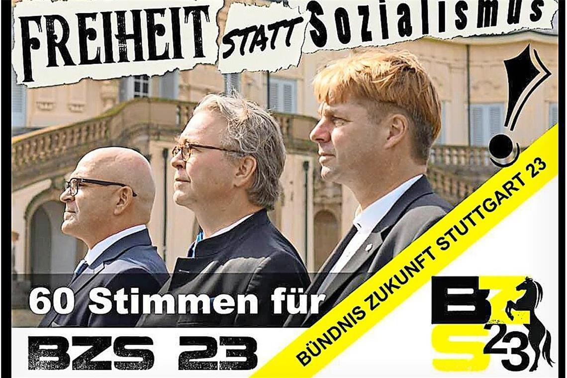 Wahlkampf 2019: Bernd Klingler, Heinrich Fiechtner und Ulrich Marx (von rechts) führten die Liste von BZS23 an.