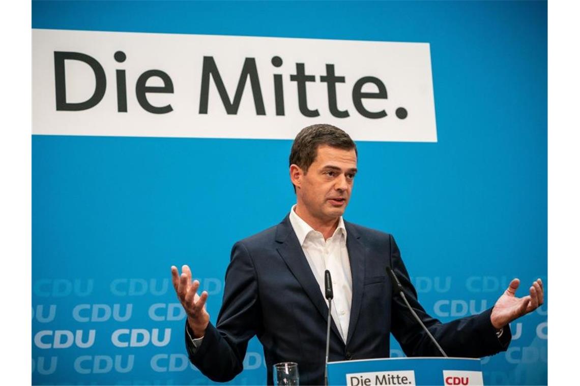 Thüringer Wahlfiasko heizt Machtkampf in der CDU an Wahlverlierer: Der Thüringer CDU-Landeschef Mike Mohring bei einer Pressekonferenz nach der Sitzung des CDU-Bundesvorstands. Foto: Michael Kappeler/dpa